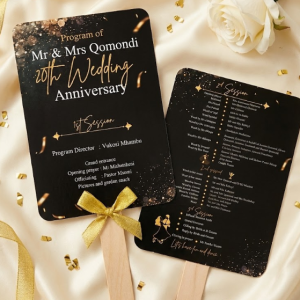 Wedding - The Gilded Noir Celebration Program & Fan